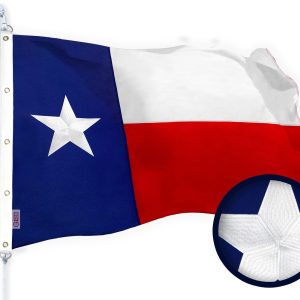 G128 Texas State Flag | 8x12 Ft | StormFlyer Series Embroidered 220GSM Spun Polyester | Embroidered Design, Indoor/Outdoor, Brass Grommets, Heavy Duty, All Weather