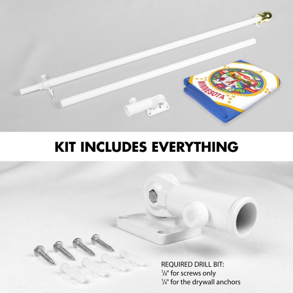G128 Combo Pack: 6 Ft Tangle Free Spinning Flagpole (White) & Minnesota Flag 3x5 Ft Printed 150D Polyester, Brass Grommets (Flag Included) Aluminum Flag Pole - Image 2