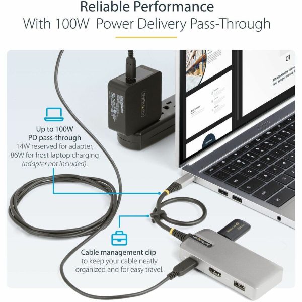 StarTech.com USB-C Multiport Adapter, 4K 60Hz HDMI, 3-Port USB Hub, 100W Power Delivery Pass-Through, Mini Dock, Windows/macOS/ChromeOS - Image 5