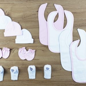 12 Pc Set Of Bibs, Caps, Booties Ls_0638