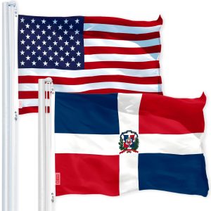 G128 Combo Pack: USA American Flag 3x5 Ft 150D Printed Stars & Dominican Republic Flag 3x5 Ft 150D Printed