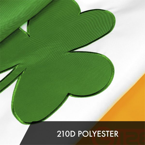 G128 Ireland Irish Shamrock Flag | 2x3 Ft | ToughWeave Series Embroidered 300D Polyester | Embroidered Design, Indoor/Outdoor, Brass Grommets - Image 4