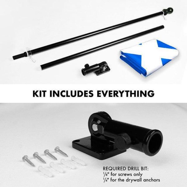G128 Combo Pack: 6 Feet Tangle Free Spinning Flagpole (Black) Scotland Scottish Flag 3x5 ft Printed 150D Brass Grommets (Flag Included) Aluminum Flag Pole - Image 2