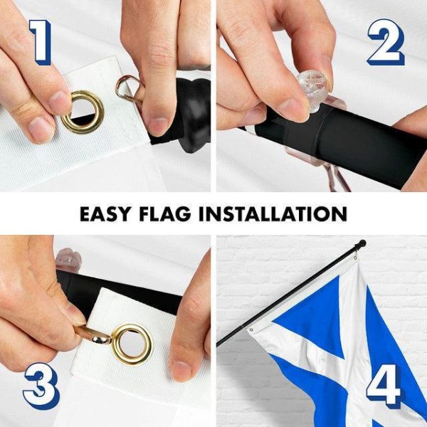 G128 Combo Pack: 6 Feet Tangle Free Spinning Flagpole (Black) Scotland Scottish Flag 3x5 ft Printed 150D Brass Grommets (Flag Included) Aluminum Flag Pole - Image 7
