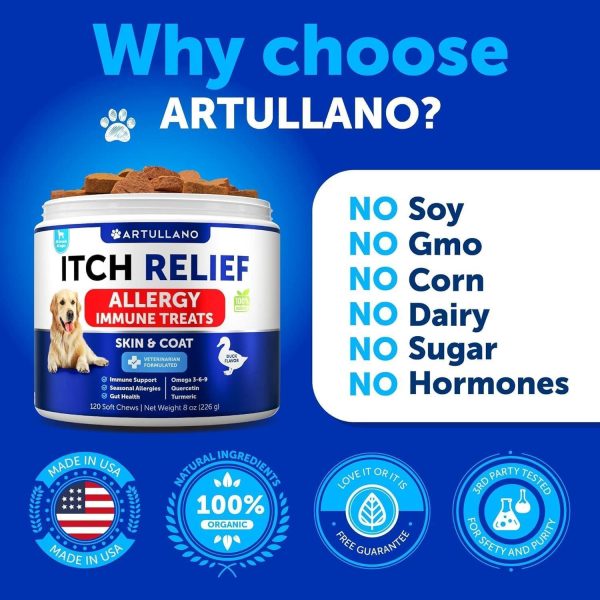 Dog Allergy Relief Chews   Itching Skin Relief for Dogs   Fish Oil   Omega 3   Seasonal Allergies Pills   Skin & Coat Anti ItchHot Spots Treatment   Canine Immune Health Supplement   120 Soft Treats - Image 5