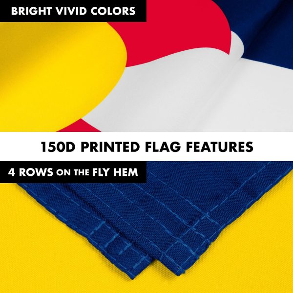 G128 Combo Pack: 6 Feet Tangle Free Spinning Flagpole (White) Colorado CO State Flag 3x5 ft Printed 150D Brass Grommets (Flag Included) Aluminum Flag Pole - Image 5
