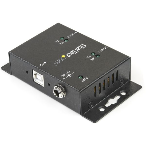 StarTech.com USB to Serial Adapter â€" 2 Port â€" Wall Mount â€" Din Rail Clips â€" Industrial â€" COM Port Retention â€" FTDI â€" DB9 - Image 2