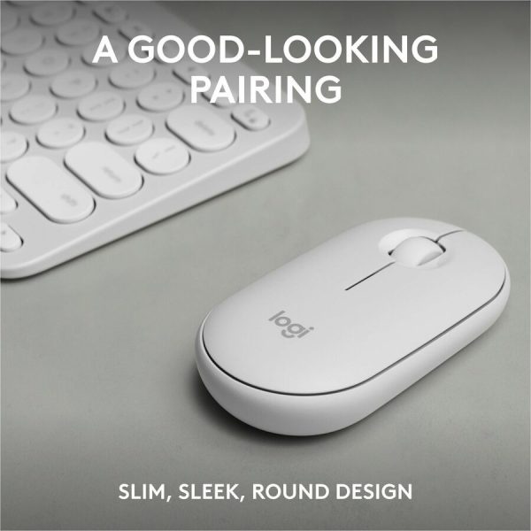 Logitech Pebble 2 Combo, Wireless Keyboard and Mouse, Quiet and Portable, Customizable, Logi Bolt, Bluetooth, Tonal White - Image 2