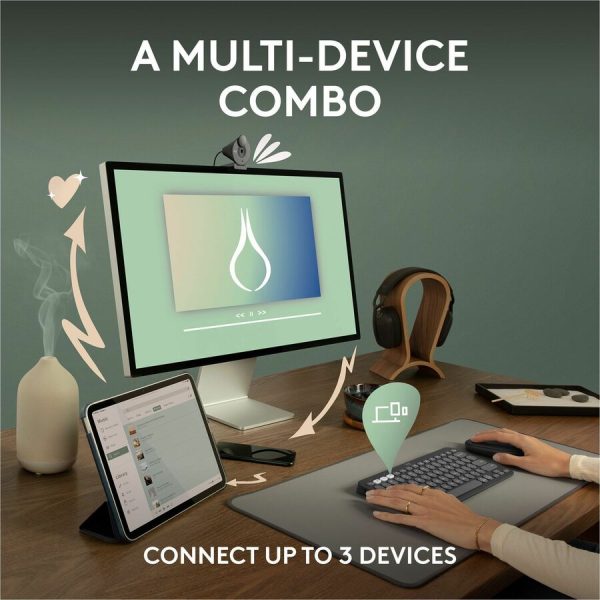 Logitech Pebble 2 Combo, Wireless Keyboard and Mouse, Quiet and Portable, Customizable, Logi Bolt, Bluetooth, Tonal White - Image 3