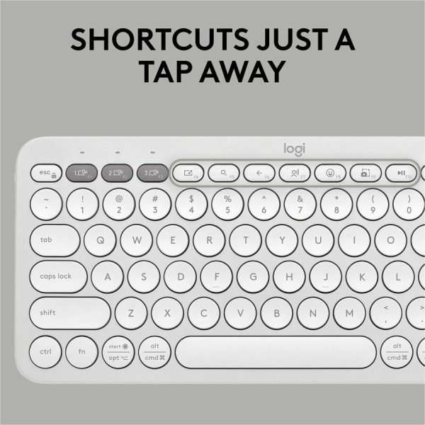 Logitech Pebble 2 Combo, Wireless Keyboard and Mouse, Quiet and Portable, Customizable, Logi Bolt, Bluetooth, Tonal White - Image 5