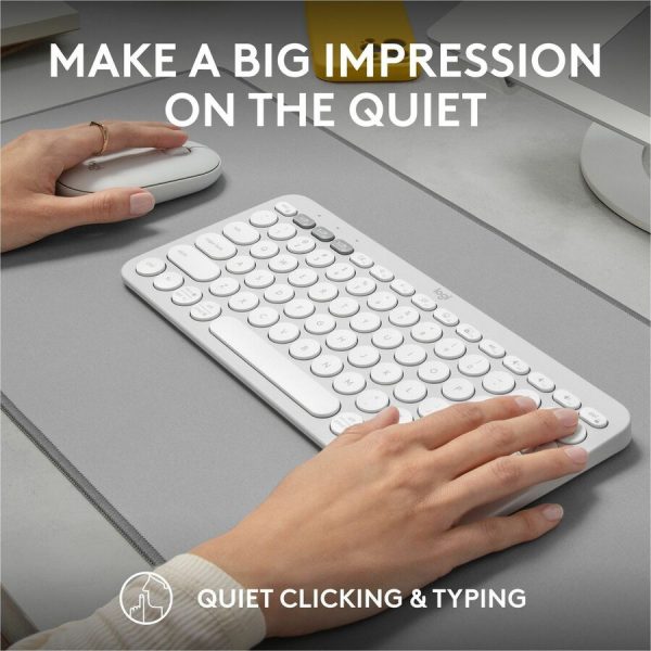 Logitech Pebble 2 Combo, Wireless Keyboard and Mouse, Quiet and Portable, Customizable, Logi Bolt, Bluetooth, Tonal White - Image 8