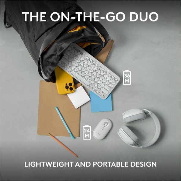 Logitech Pebble 2 Combo, Wireless Keyboard and Mouse, Quiet and Portable, Customizable, Logi Bolt, Bluetooth, Tonal White - Image 9