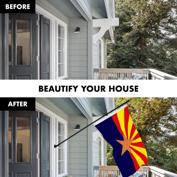 G128 Combo Pack: 6 Ft Tangle Free Aluminum Spinning Flagpole (Black) & Arizona AZ State Flag 3x5 Ft, ToughWeave Series Embroidered 300D Polyester | Pole with Flag Included - Image 3