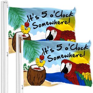 It's 5 O'Clock Somewhere Flag 3x5 Ft 2-Pack Printed 150D Polyester By G128