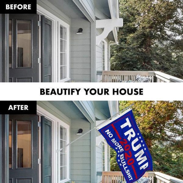 G128 Combo Pack: 6 Feet Tangle Free Spinning Flagpole (Silver) Trump No More Bullshit Flag 3x5 ft Printed 150D Brass Grommets (Flag Included) Aluminum Flag Pole - Image 3