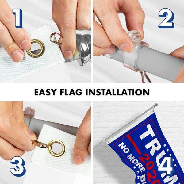 G128 Combo Pack: 6 Feet Tangle Free Spinning Flagpole (Silver) Trump No More Bullshit Flag 3x5 ft Printed 150D Brass Grommets (Flag Included) Aluminum Flag Pole - Image 7