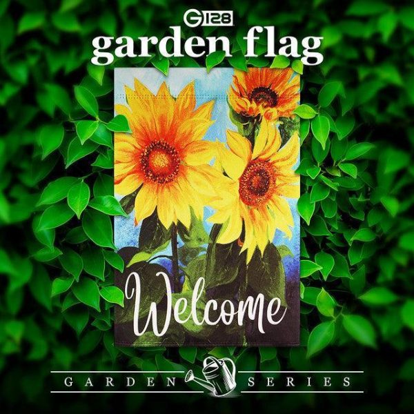 G128 Garden Flag Welcome Sunflowers Blue Sky | 12x18 Inch | Printed Blockout Polyester - Everyday Decoration - Image 2