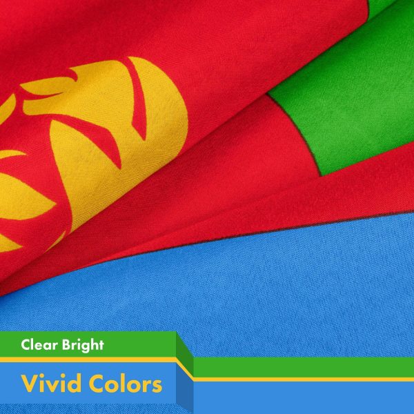 Eritrea (Eritrean) Flag | 3x5 feet | Printed 150D Indoor/Outdoor, Vibrant Colors, Brass Grommets, Quality Polyester, Much Thicker More Durable Than 100D 75D Polyester - Image 3