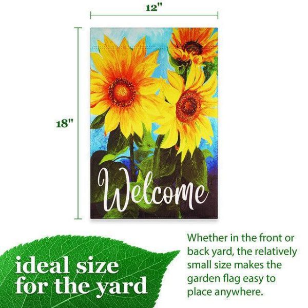 G128 Garden Flag Welcome Sunflowers Blue Sky | 12x18 Inch | Printed Blockout Polyester - Everyday Decoration - Image 4