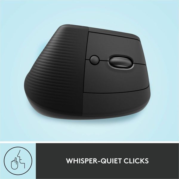 Logitech Lift Vertical Ergonomic Mouse, Wireless, Bluetooth or Logi Bolt USB receiver, Quiet clicks, 4 buttons, Graphite - Image 6