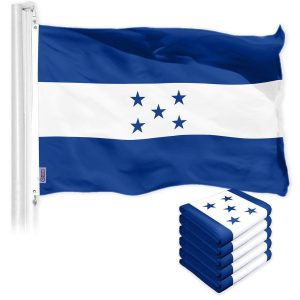 G128 5 Pack: Honduras Honduran Flag | 3x5 Ft | Printed 150D Polyester - Indoor/Outdoor, Vibrant Colors, Brass Grommets, Quality Polyester, Much Thicker More Durable Than 100D 75D Polyester
