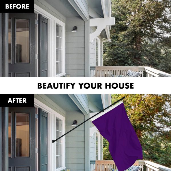 G128 Combo Pack: 6 Feet Tangle Free Spinning Flagpole (Black) Solid Purple Flag 3x5 ft Printed 150D Brass Grommets (Flag Included) Aluminum Flag Pole - Image 3