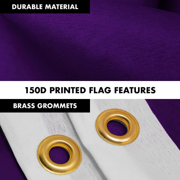 G128 Combo Pack: 6 Feet Tangle Free Spinning Flagpole (Black) Solid Purple Flag 3x5 ft Printed 150D Brass Grommets (Flag Included) Aluminum Flag Pole - Image 4