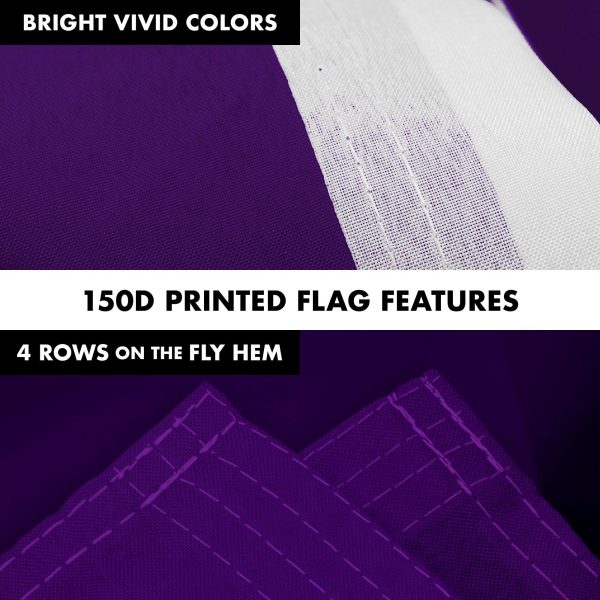 G128 Combo Pack: 6 Feet Tangle Free Spinning Flagpole (Black) Solid Purple Flag 3x5 ft Printed 150D Brass Grommets (Flag Included) Aluminum Flag Pole - Image 5