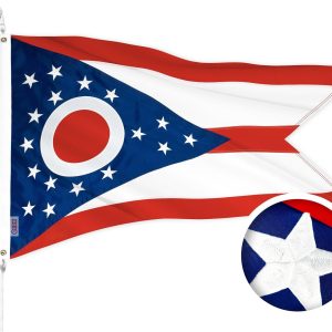 G128 Ohio State Flag | 4x6 Ft | ToughWeave Series Embroidered 300D Polyester | Embroidered Design, Indoor/Outdoor, Brass Grommets