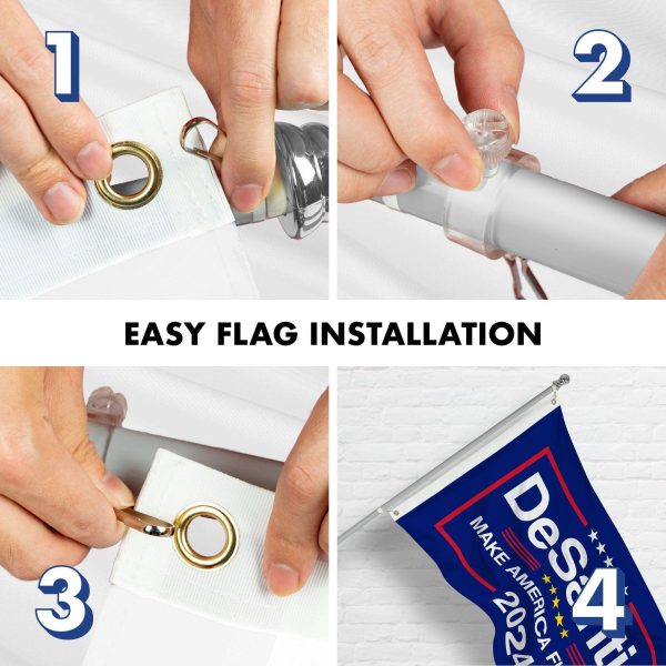 G128 Combo Pack: 6 Ft Tangle Free Aluminum Spinning Flagpole (Silver) & DeSantis Election Make America Florida Flag 3x5 Ft, LiteWeave Pro Series Printed 150D Polyester | Pole with Flag Included - Image 7