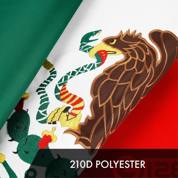 G128 5 Pack: Mexico Mexican Flag | 3x5 Ft | ToughWeave Series Embroidered 300D Polyester | Country Flag, Embroidered Design, Indoor/Outdoor, Brass Grommets - Image 4