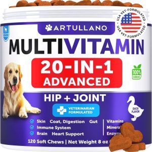 Dog Multivitamin Chewable with Glucosamine 20 in 1   Dog Vitamins and Supplements   Senior & Puppy Multivitamin for Dogs   Pet Joint Support Health   Immunity Mobility Gut Skin   120 Chews