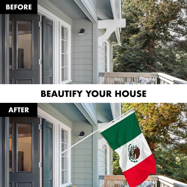 G128 Combo Pack: 5 Ft Tangle Free Aluminum Spinning Flagpole (White) & Mexico Mexican Flag 2x3 Ft, LiteWeave Pro Series Printed 150D Polyester | Pole with Flag Included - Image 3