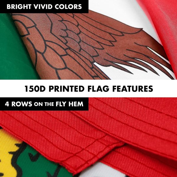 G128 Combo Pack: 5 Ft Tangle Free Aluminum Spinning Flagpole (White) & Mexico Mexican Flag 2x3 Ft, LiteWeave Pro Series Printed 150D Polyester | Pole with Flag Included - Image 5