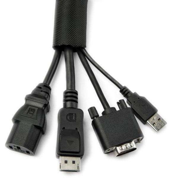 StarTech.com 15' (4.6m) Cable Management Sleeve/Wrap - Flexible Cable Manager - Expandable Coiled Cord Protector/Organizer - Trimmable - Image 2