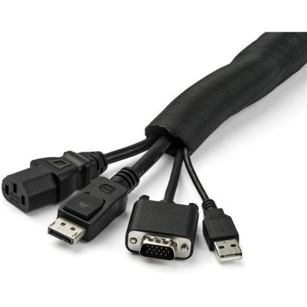 StarTech.com 15' (4.6m) Cable Management Sleeve/Wrap - Flexible Cable Manager - Expandable Coiled Cord Protector/Organizer - Trimmable - Image 3