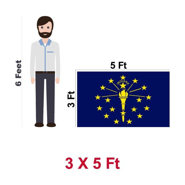 Indiana State Flag 300D Embroidered Polyester 3x5 Ft - Image 4