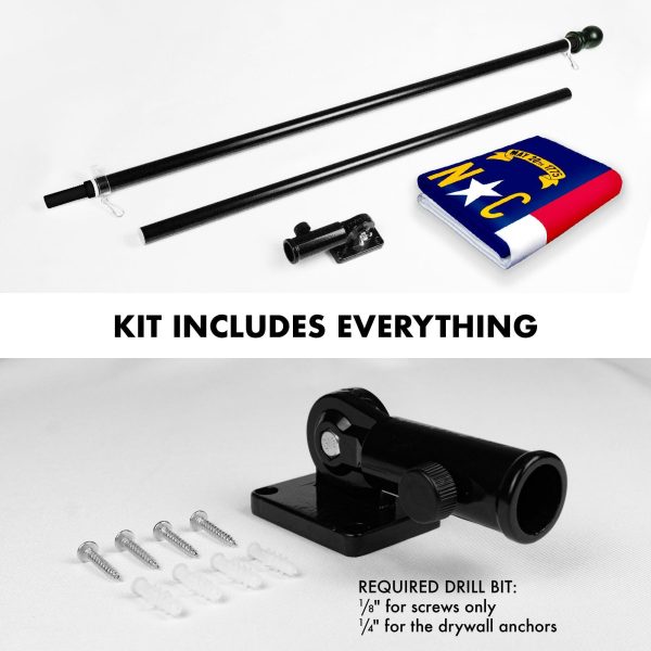 G128 Combo Pack: 6 Feet Tangle Free Spinning Flagpole (Black) North Carolina State Flag 3x5 ft Printed 150D Brass Grommets (Flag Included) Aluminum Flag Pole - Image 2