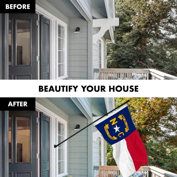 G128 Combo Pack: 6 Feet Tangle Free Spinning Flagpole (Black) North Carolina State Flag 3x5 ft Printed 150D Brass Grommets (Flag Included) Aluminum Flag Pole - Image 3