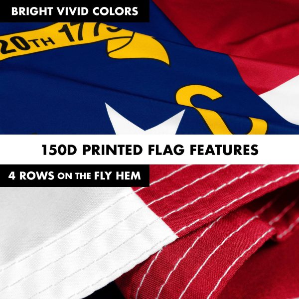 G128 Combo Pack: 6 Feet Tangle Free Spinning Flagpole (Black) North Carolina State Flag 3x5 ft Printed 150D Brass Grommets (Flag Included) Aluminum Flag Pole - Image 5