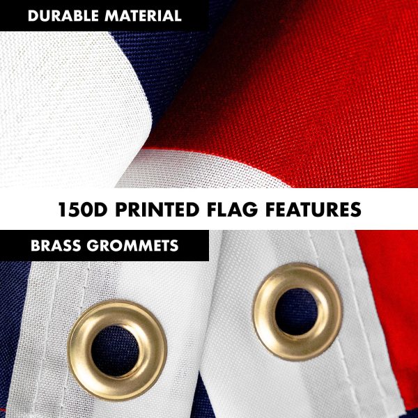 G128 Combo Pack: 5 Ft Tangle Free Aluminum Spinning Flagpole (White) & American USA Flag 2x3 Ft, LiteWeave Pro Series Printed 150D Polyester | Pole with Flag Included - Image 4