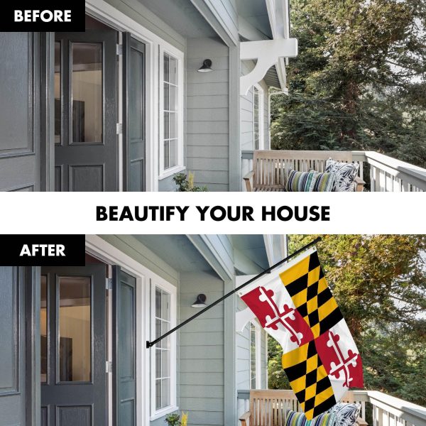 G128 Combo Pack: 6 Ft Tangle Free Spinning Flagpole (Black) & Maryland Flag 3x5 Ft Printed 150D Polyester, Brass Grommets (Flag Included) Aluminum Flag Pole - Image 3