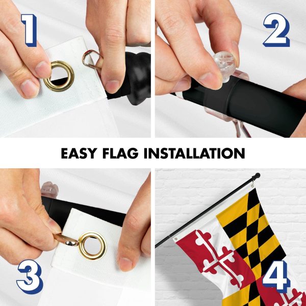 G128 Combo Pack: 6 Ft Tangle Free Spinning Flagpole (Black) & Maryland Flag 3x5 Ft Printed 150D Polyester, Brass Grommets (Flag Included) Aluminum Flag Pole - Image 7