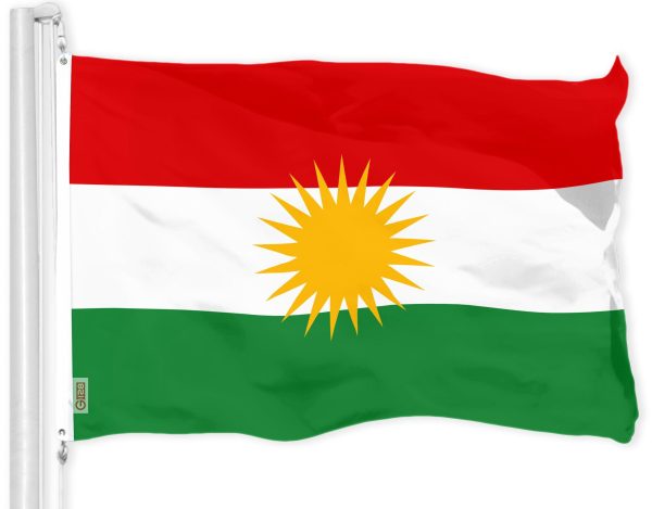 G128 Combo Pack: American USA Flag 3x5 Ft & Kurdistan Region Flag 3x5 Ft | Both LiteWeave Pro Series Printed 150D Polyester, Brass Grommets - Image 2