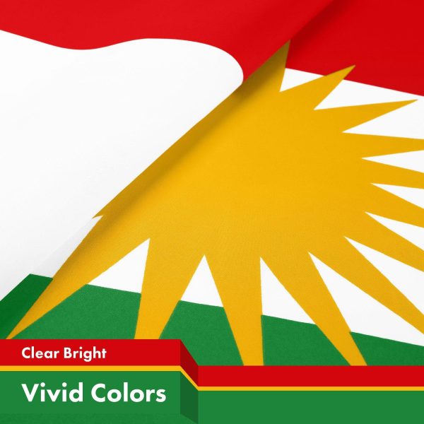 G128 Combo Pack: American USA Flag 3x5 Ft & Kurdistan Region Flag 3x5 Ft | Both LiteWeave Pro Series Printed 150D Polyester, Brass Grommets - Image 4
