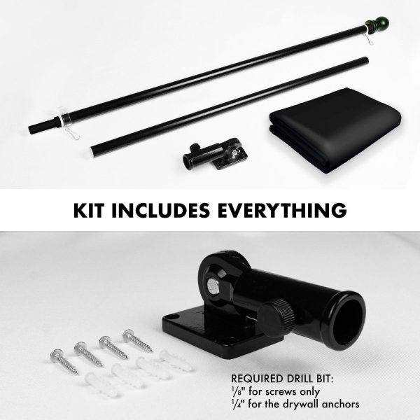 G128 Combo Pack: 5 Ft Tangle Free Aluminum Spinning Flagpole (Black) & Solid Black Color Flag 2.5x4 Ft, LiteWeave Pro Series Printed 150D Polyester | Pole with Flag Included - Image 2