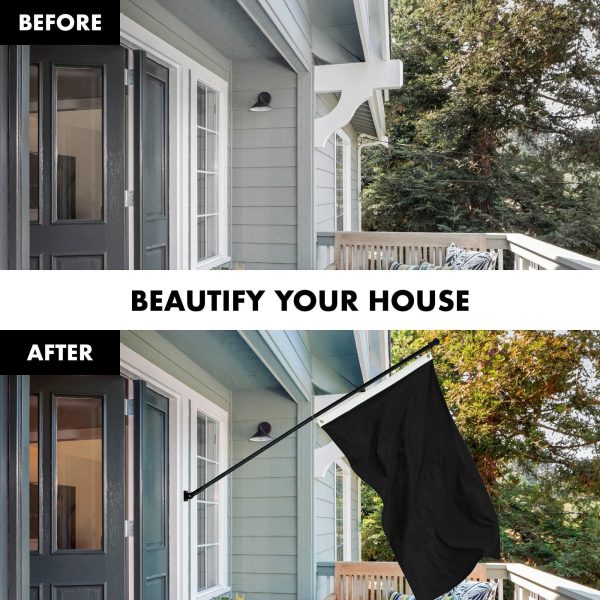 G128 Combo Pack: 5 Ft Tangle Free Aluminum Spinning Flagpole (Black) & Solid Black Color Flag 2.5x4 Ft, LiteWeave Pro Series Printed 150D Polyester | Pole with Flag Included - Image 3