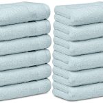 Resort Collection Soft Washcloth Face & Body Towel Set | 12x12 Luxury Hotel Plush & Absorbent Cotton Wash Clothes [12 Pack Light Blue]