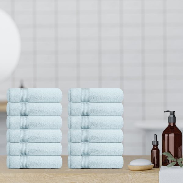 Resort Collection Soft Washcloth Face & Body Towel Set | 12x12 Luxury Hotel Plush & Absorbent Cotton Wash Clothes [12 Pack Light Blue] - Image 7