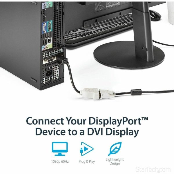 StarTech.com DisplayPort to DVI Adapter, DisplayPort to DVI-D Adapter/Video Converter 1080p, DP 1.2 to DVI Monitor, Latching DP Connector - Image 2